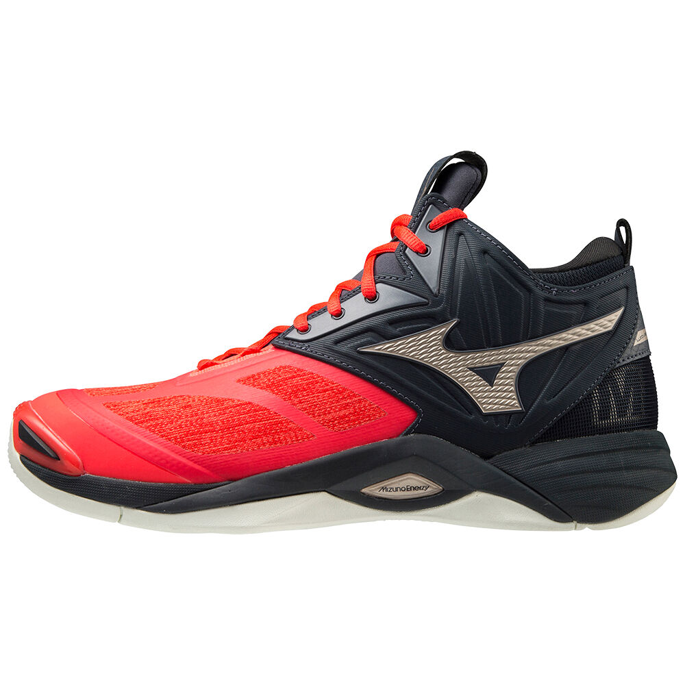 Sapatilhas Voleibol Mizuno Wave Momentum 2 Mid - Homem - Vermelhas/Douradas - MRWBH8243